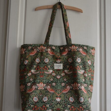 Cabas Strawberry Thief vert, doublé velours