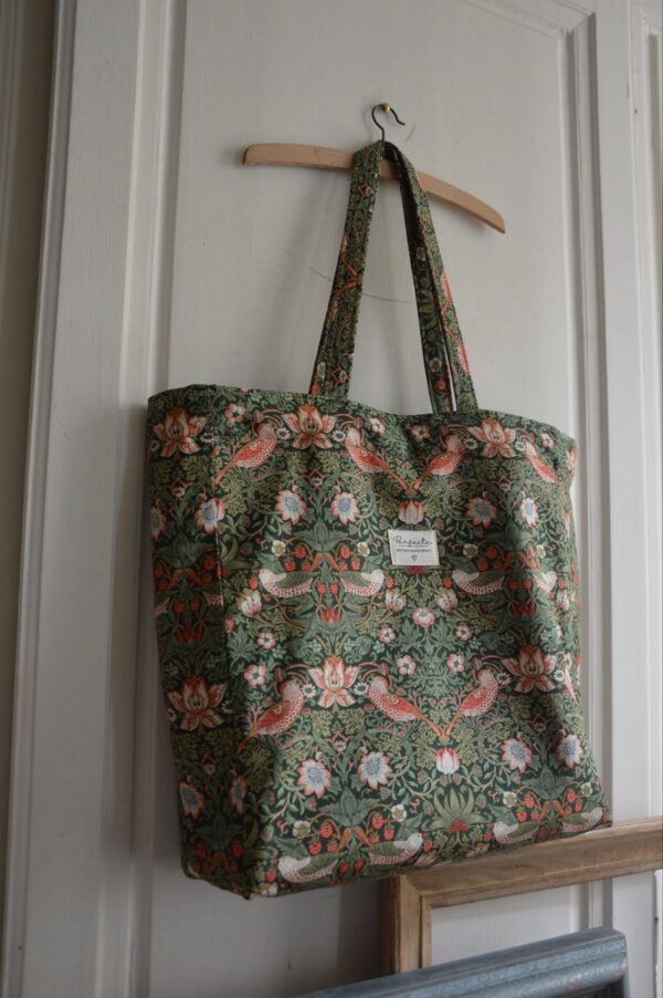 Cabas Strawberry Thief vert, doublé velours – Image 3